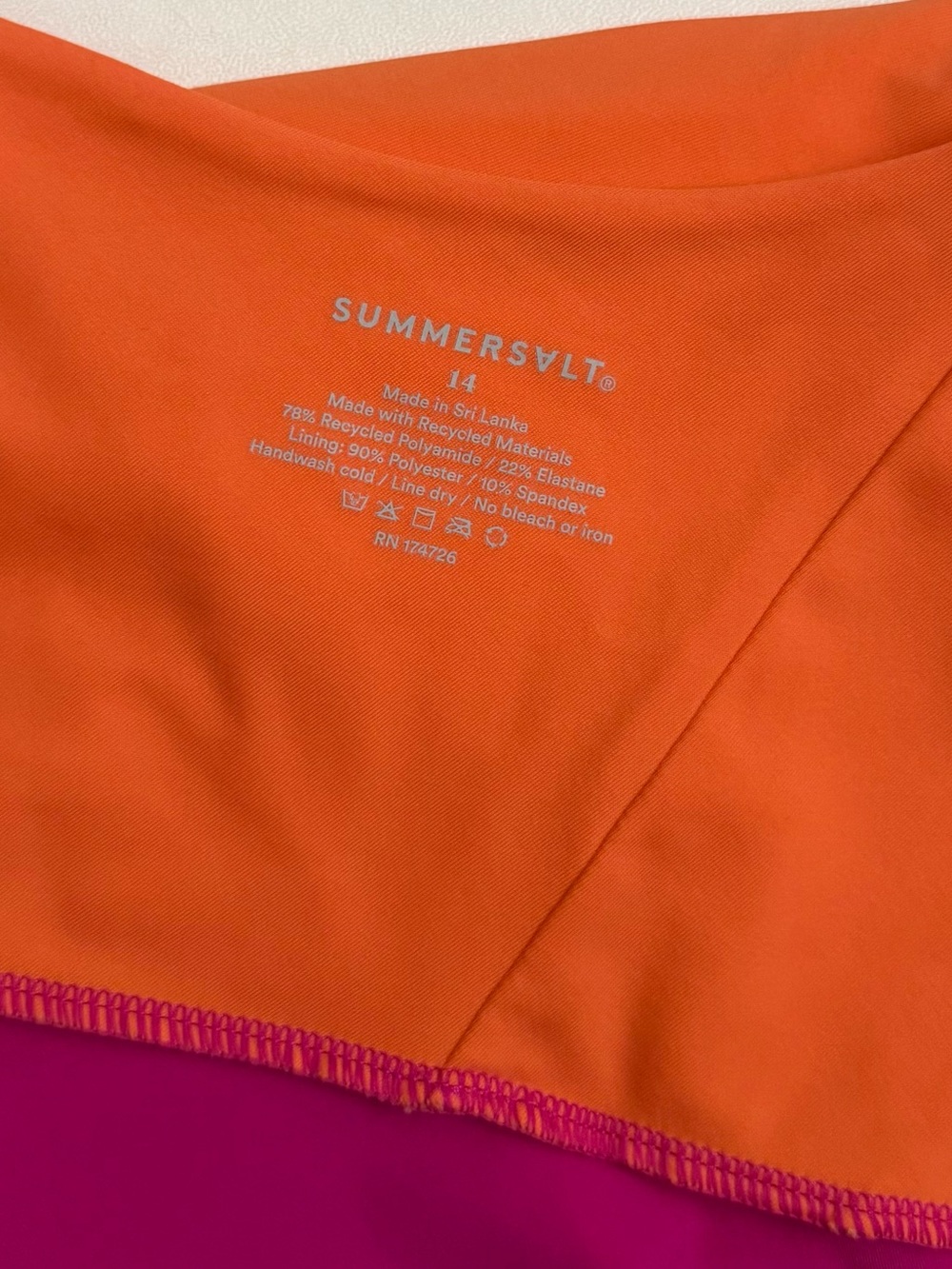 Summersalt Colorblock Sidestroke One Piece Swimsuit 14 Bathingsuit Pink Orange - Picture 15 of 15